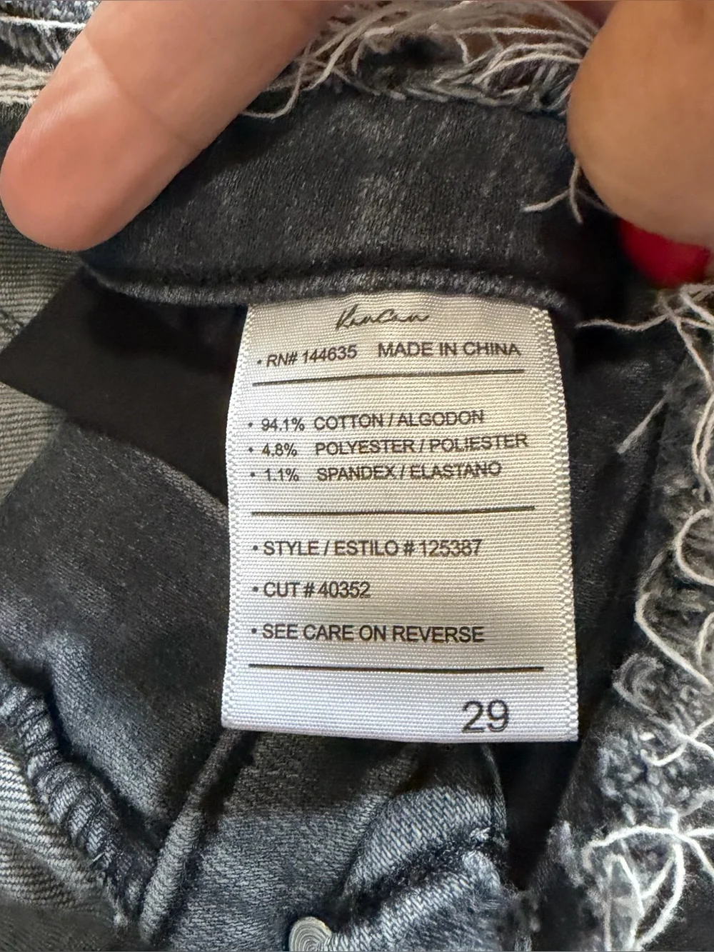 Kan Can Black Frayed Edge Denim Jeans Size 29